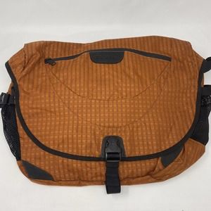 LL Bean Large Nylon Laptop Messenger Shoulder Bag #0JUS7 - Orange and Black